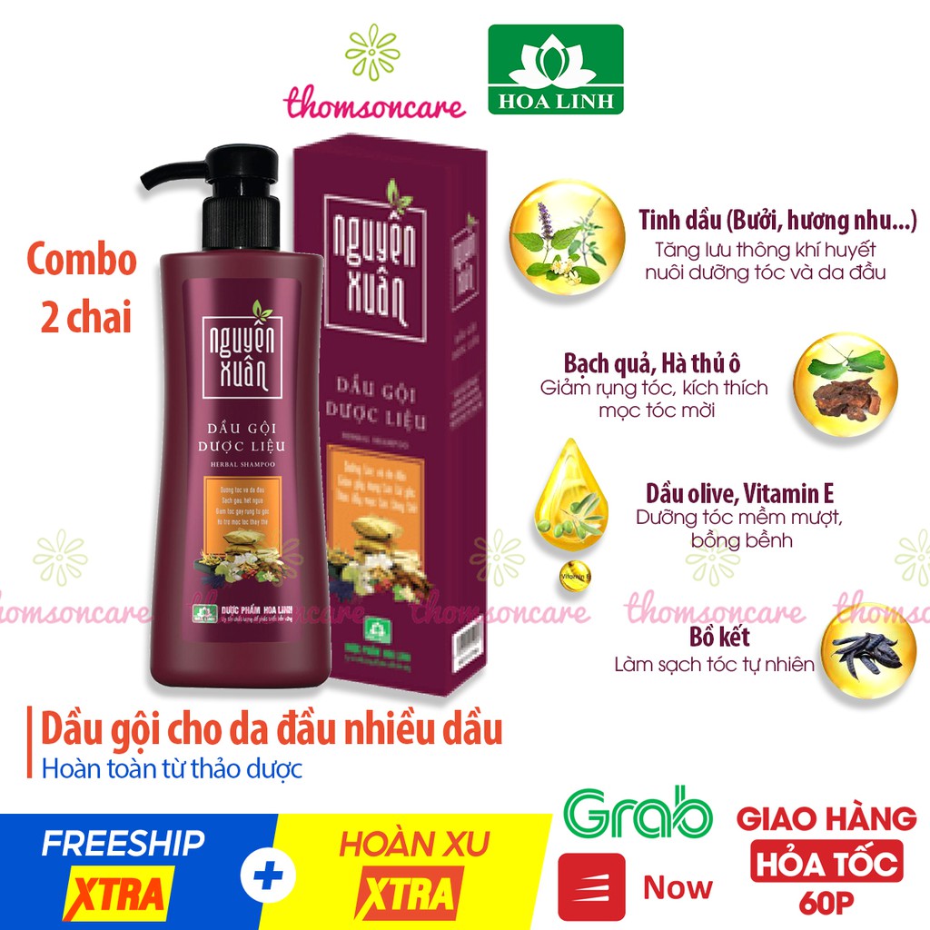 Combo 2 chai Dầu gội nguyên xuân đỏ cho tóc nhiều dầu, ngăn ngừa gàu, giảm rụng tóc