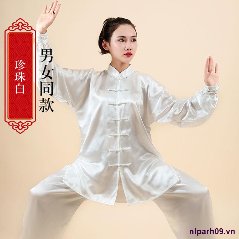 Quần áo Thái cực quyền nữ quần áo tập luyện nam mùa xuân Phong cách Trung Quốc Quần áo Thái cực quyền trung niên và cao tuổi phù hợp với biểu diễn võ thuật Hàn Quốc lụa