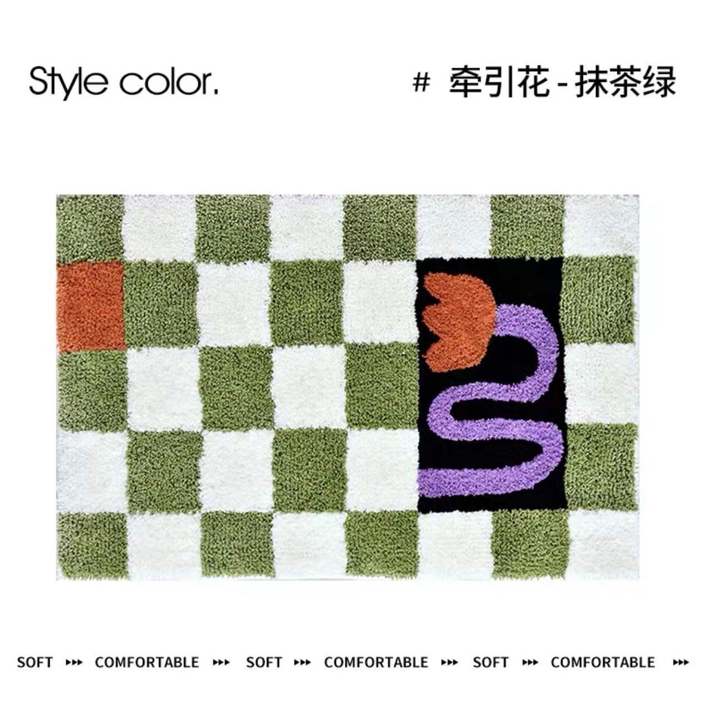 Thảm Chùi Chân Giả Len Cashmere Chống Trượt Thấm Hút Tốt Màu Trắng Đen