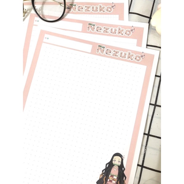 Set 5 tấm take note Nezuko Kamado A4 Kimetsu no Yaiba