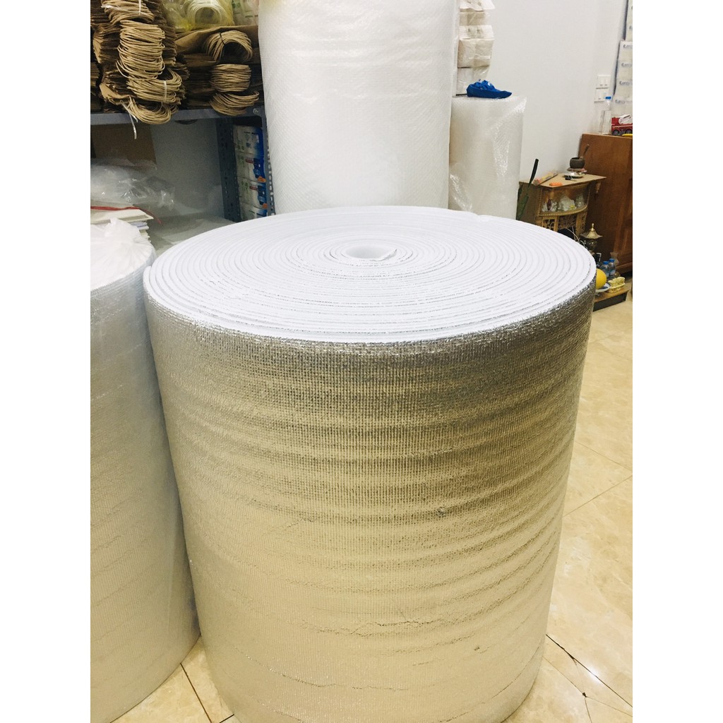Cuộn xốp PE OPP tráng bạc dày 10mm x 1m x 10m cách nhiệt bảo ôn, cách âm, chống nóng, làm chiếu ngủ văn phòng