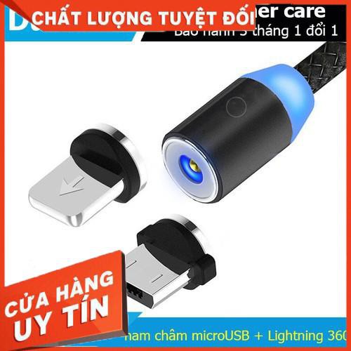 💥FREE SHIP 💥Cáp sạc từ hít nam châm 3 đầu Android và iPhone 360 độ dây dù có đèn LED💥SIÊU HOT💥