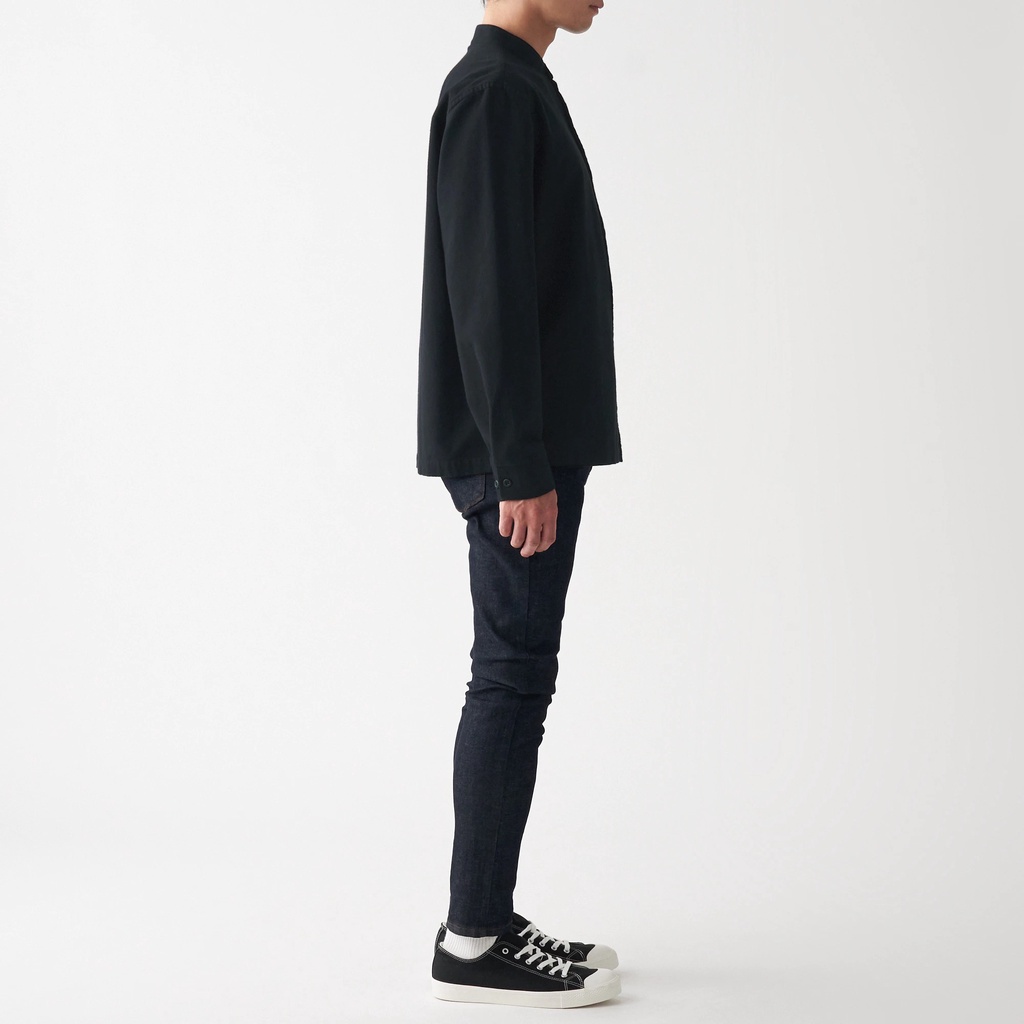 Muji Áo Sơ Mi Cổ Trụ Vải Flannel