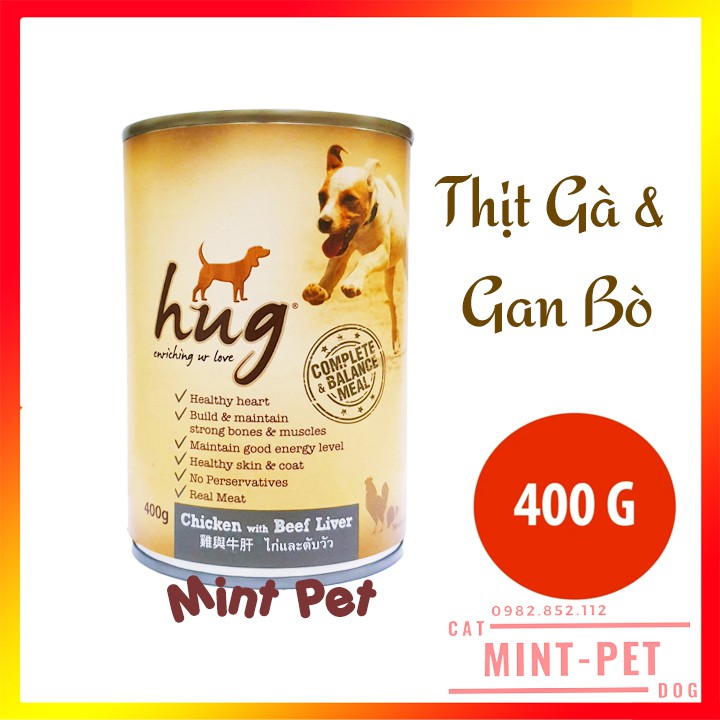 Pate Dinh Dưỡng HUG Cho Chó Dang Lon 400 Gram #MintPet