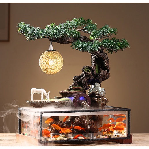 bể cá phong thủy tiểu cảnh. bế cá tiểu cảnh kết hợp phong thủy. bể cá tiểu cảnh