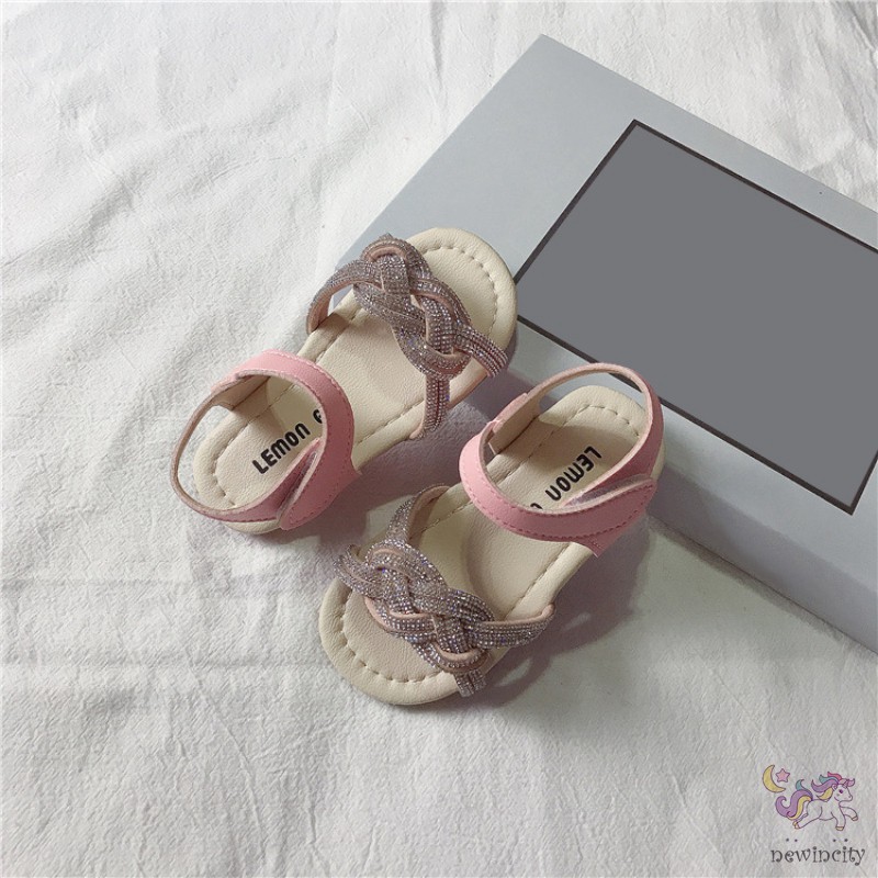 Giày sandal đế mềm đính đá phong cách Hàn Quốc xinh xắn thời trang cho bé gái