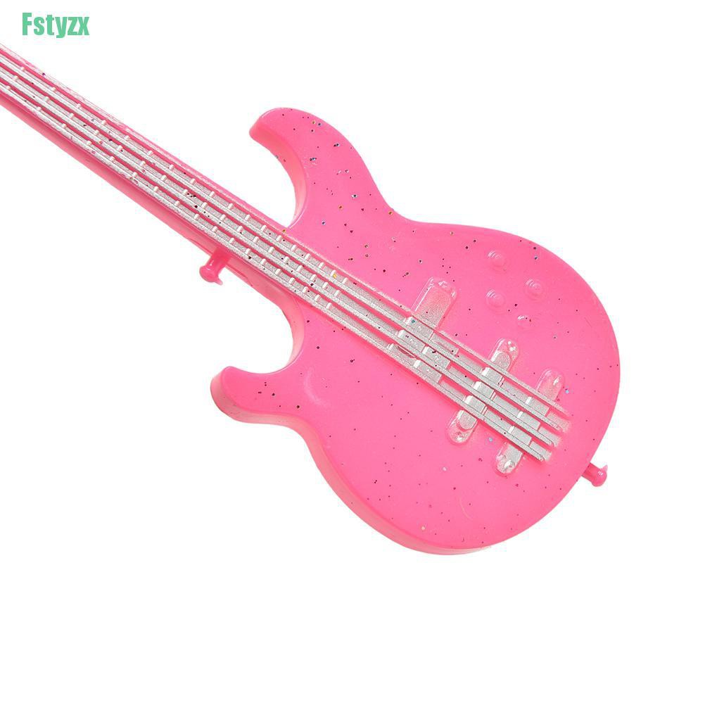 fstyzx 1 Pcs Creative Fashion Cool Pink Guitar for Barbies Dolls