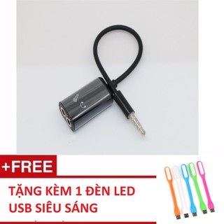 Cáp chia tai nghe và micro - audio micro spliter tặng đèn led 15k