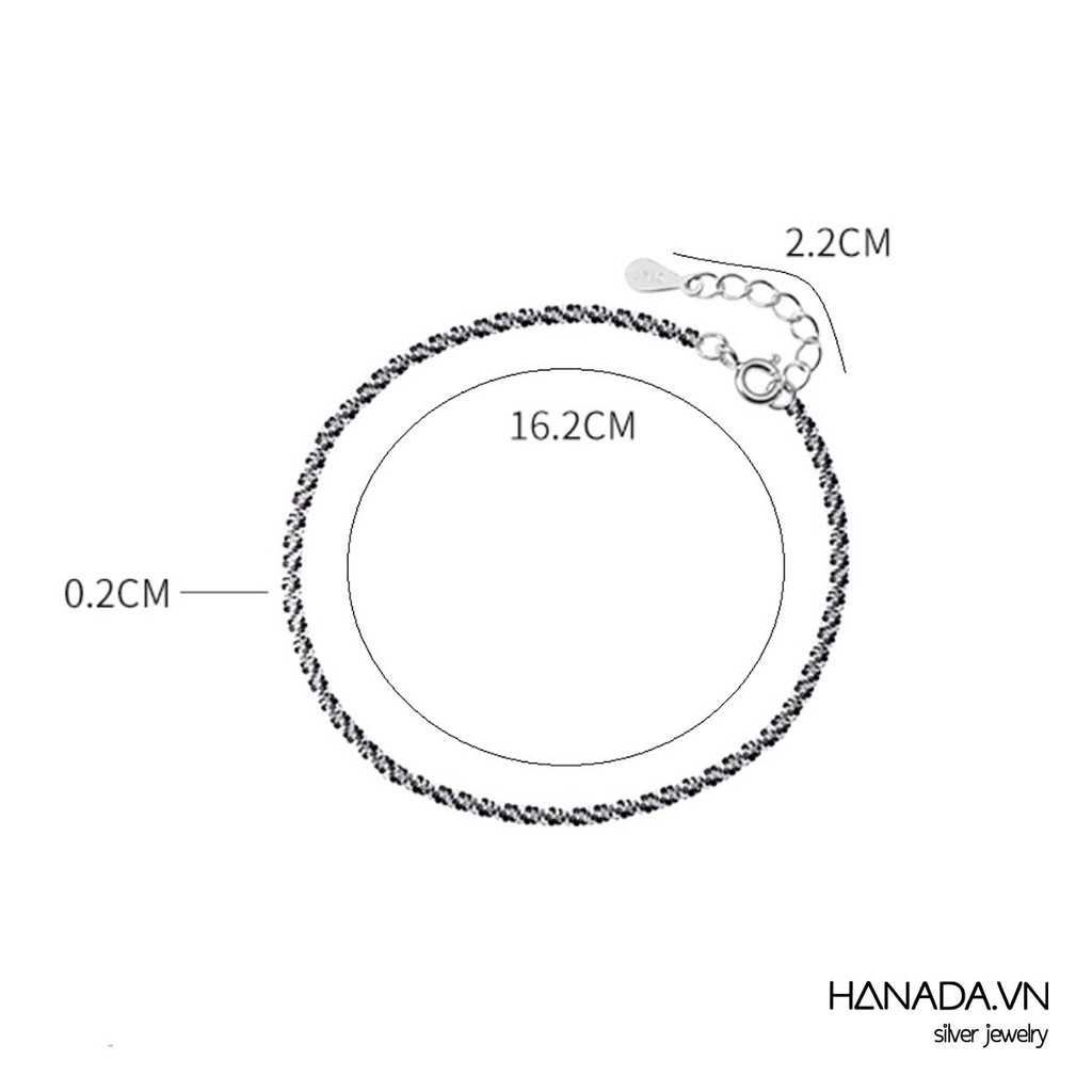 [Mã SKAMLTSM9 giảm 10% đơn 99K] Lắc Tay Bạc 925 Hanada N1234.B.0.S.240. 0269 Lắc Tay Trơn Lấp Lánh