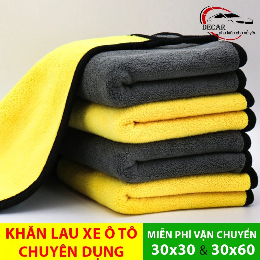 Khăn lau xe ô tô chuyên dụng microfiber, khăn lau xe oto, xe máy đa năng 2 lớp siêu thấm siêu mềm