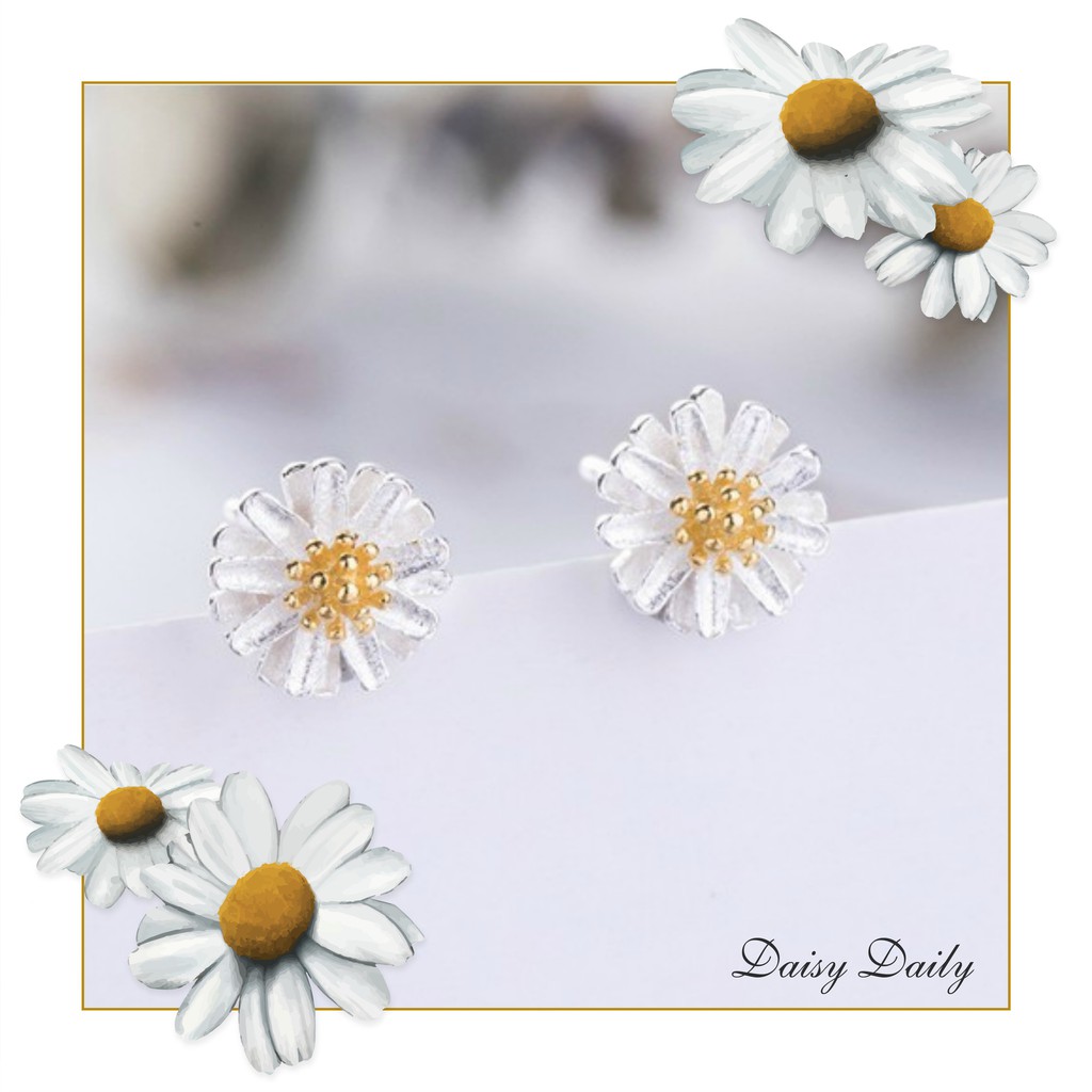 BÔNG TAI BẠC THÁI 92.5 HOA CÚC DAISY CUTE