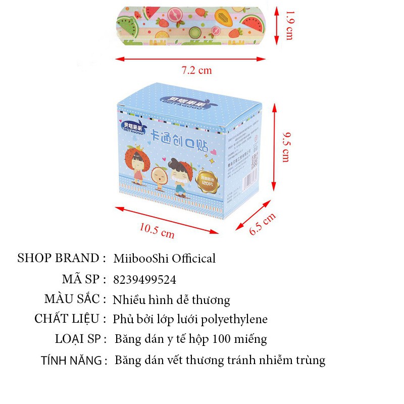 Băng dán y tế băng dán cá nhân cute chống nước tiệt trùng hộp 100miếng băng dán y tế hình dễ thương MiibooShi 8239499524