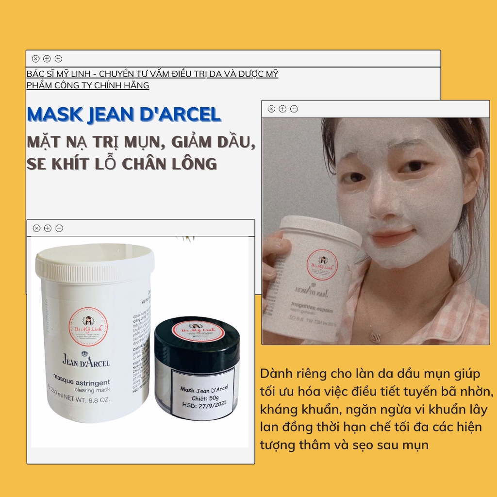 MẶT NẠ HỖ TRỢ GIẢM MỤN GIẢM DẦU THỪA, BỤI BẨN JEAN D’ARCEL MASK