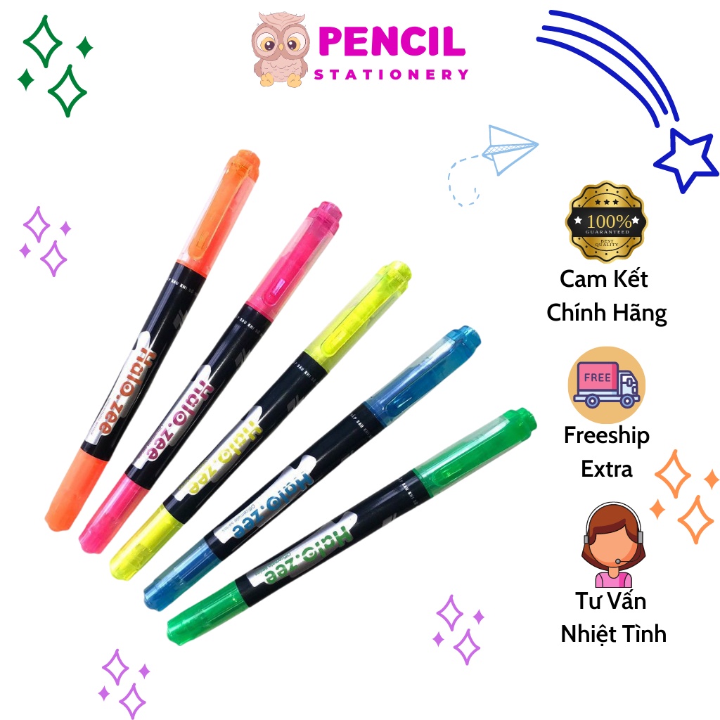 Bút Nhớ Highlight Đánh Dấu 2 Đầu Thiên Long HL03, Bút Pastel Dạ Quang Nhiều Màu Cho Học Sinh, Văn Phòng