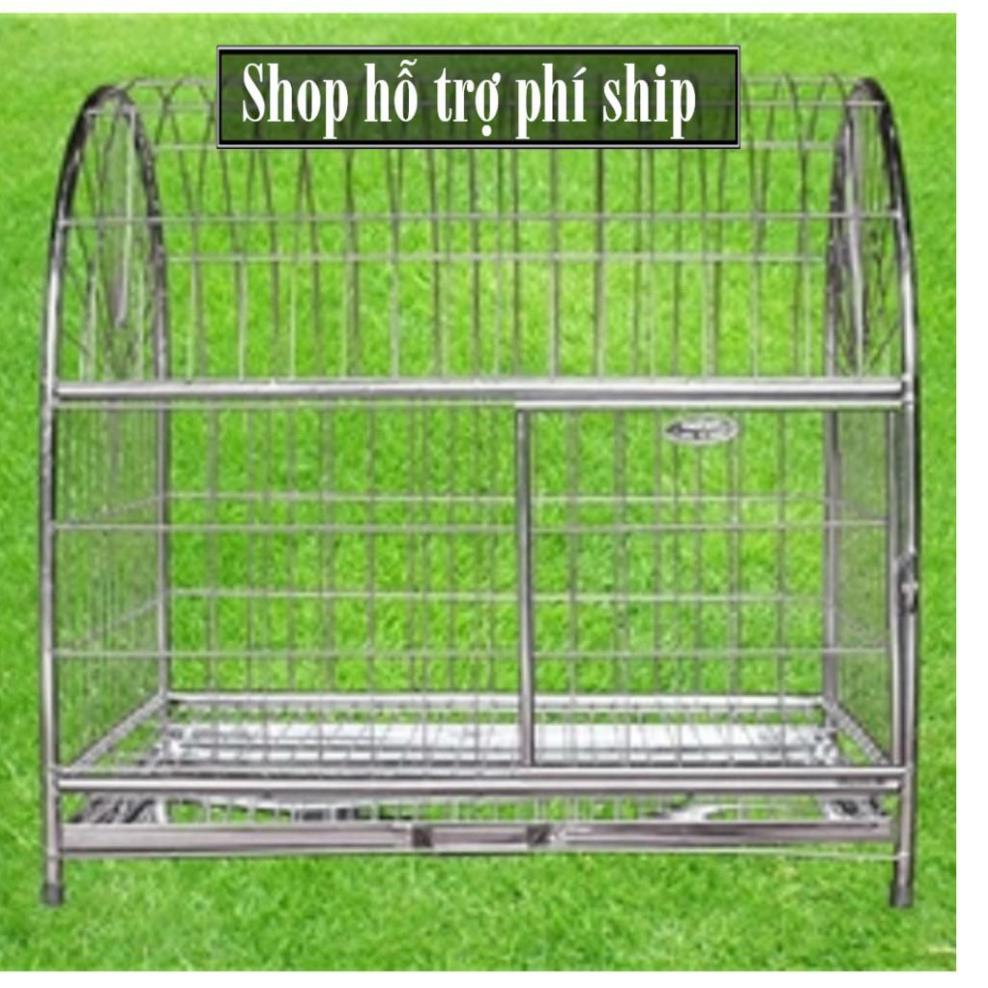 Chuồng chó mèo inox mái vòm và mái vuông Lồng inox xịn tặng kèm khay hứng inox