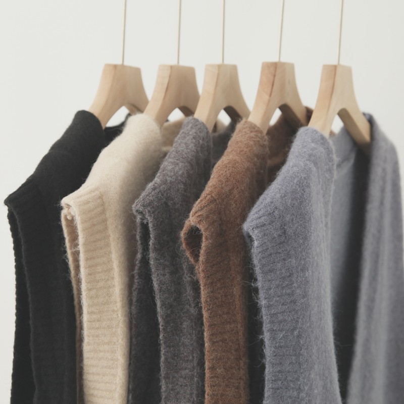 (ORDER- sẵn Đen) Áo len nữ Gile len lông mềm mịn màu Vintage Hàn Quốc