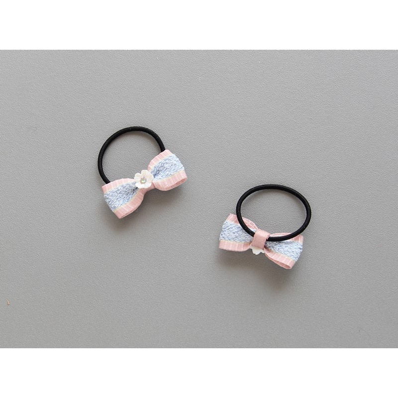 Set 2 Dây Buộc Tóc Co Giãn Đính Nơ Hoa Kiểu Công Chúa Mới Cho Bé Gái