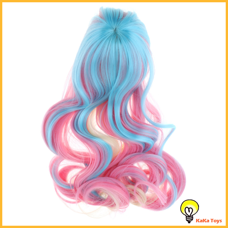 [KaKa Toys]1/3 BJD Doll Long Curly Wig Hair for 60cm Night Lolita Doll Accs Pink Blue