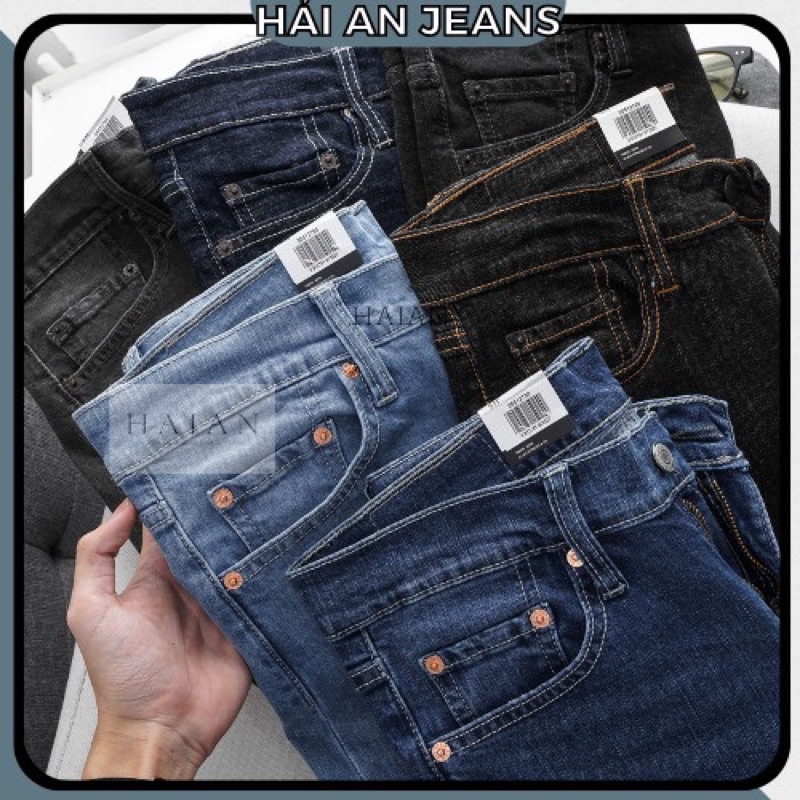 Quần bò nam đen ống đứng Quần jeans co giản xuất xịn