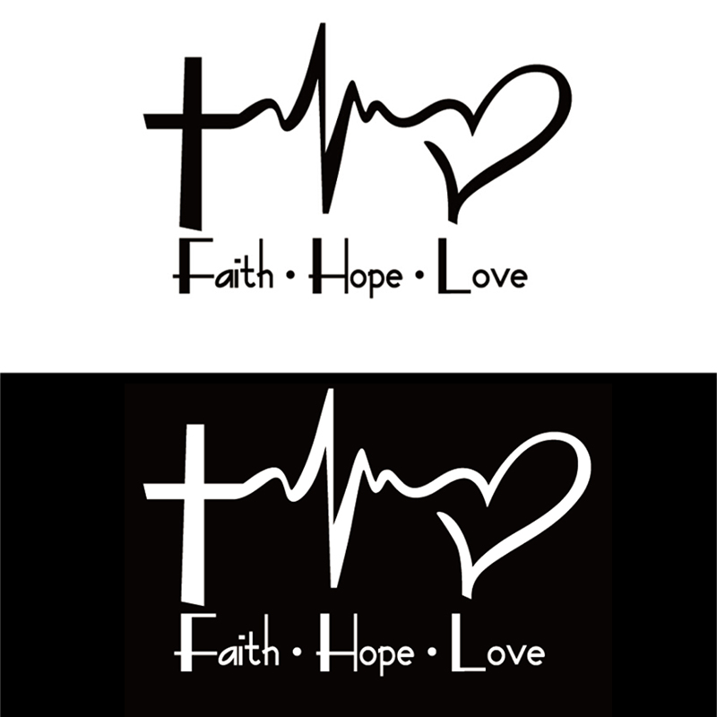 Sticker Dán Họa Tiết Chữ &quot;Faith Hope Love&quot; Cho Xe Ô-Tô