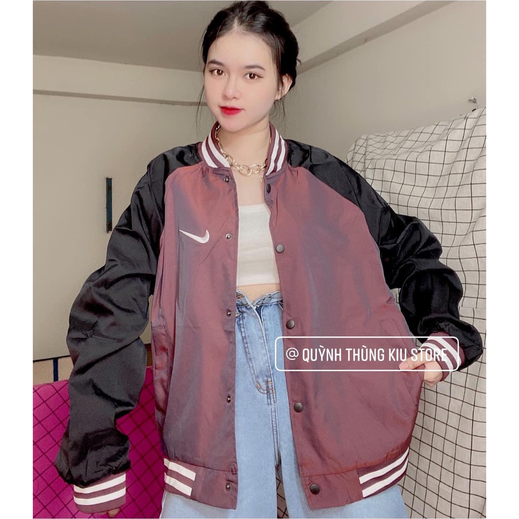 Áo khoác gió bomber nữ 💖FREESHIP💖 Áo bomber nữ n.ike phối màu dáng cực xinh AD50 | BigBuy360 - bigbuy360.vn