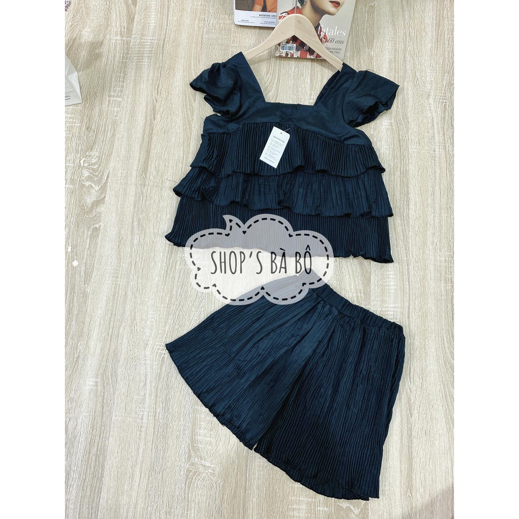 Bộ đùi mặc nhà, mặc đi chơi cho nữ, áo tầng, tay cánh tiên, quần short, form rộng, thoải mái
