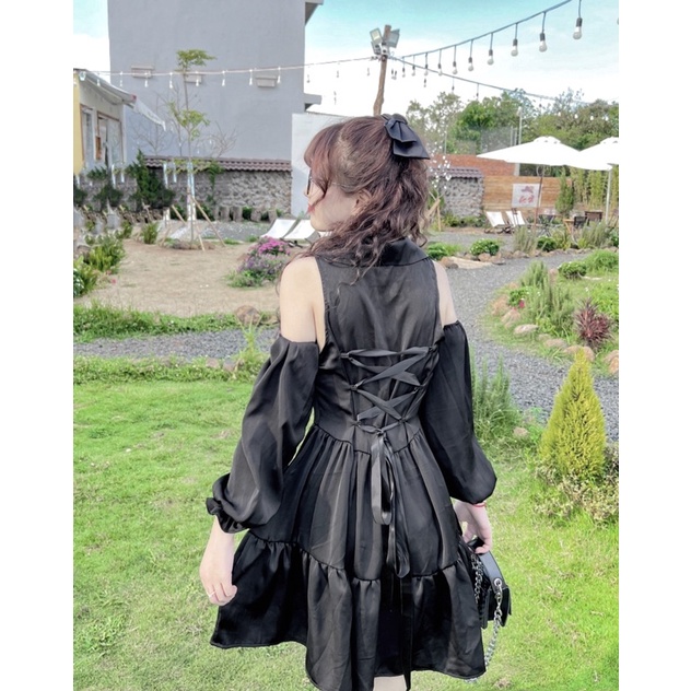 Đầm babydoll đan dây sau Cari