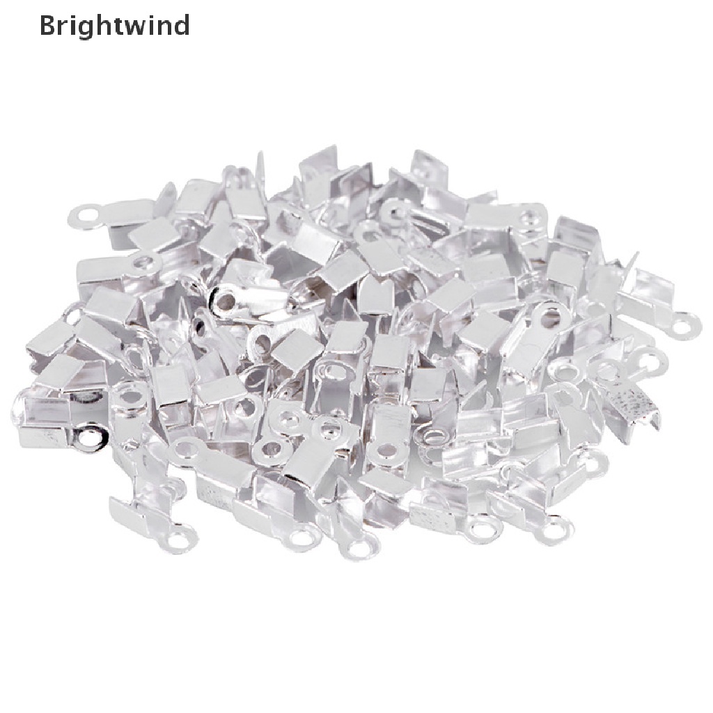 [Brightwind] 100PCS End Caps Clasps Leather Cord Crimp Bead Connectors DIY Jewelry Findings Hot Sell