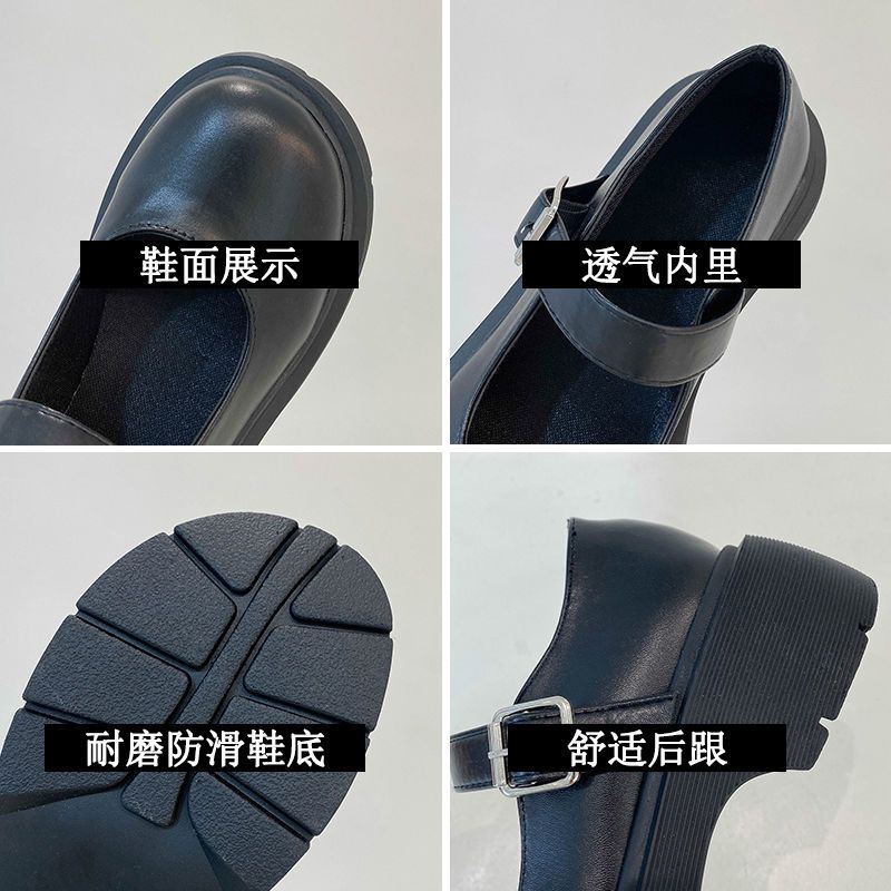Giày Cao Gót Mũi Tròn Màu Đen Thời Trang Mùa Hè Theo Phong Cách Nhật Bản