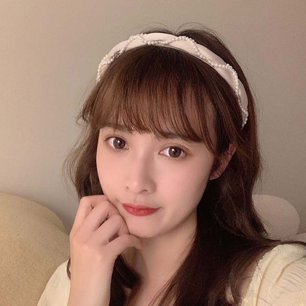 Cài tóc vải đính ngọc trai phong cách Hàn Quốc cổ điển cho nữ