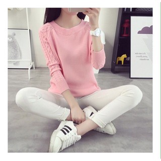 Áo len phối tay gân KL498T