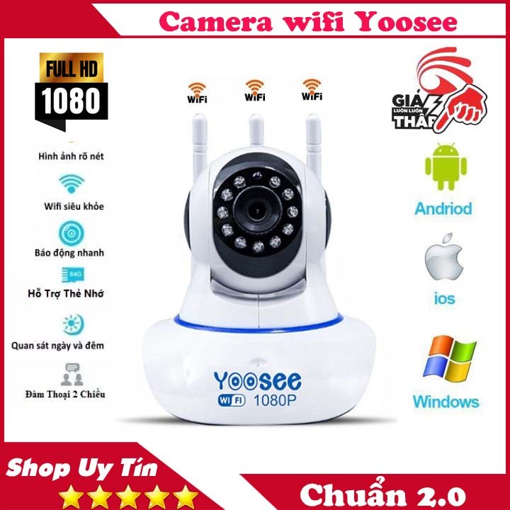Camera Yoosee 3 Râu xoay 360 độ, độ phân giải FULL HD 2.0MP 1920x1080p Không Dây, tích hợp ghi âm