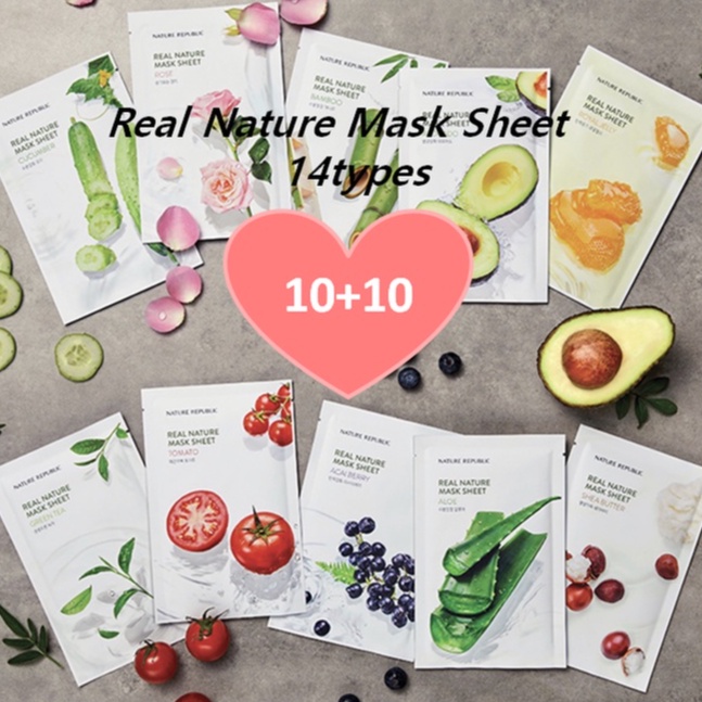 NATURE REPUBLIC Tấm Mặt Nạ Tự Nhiên 14Type (10ea + 10ea)