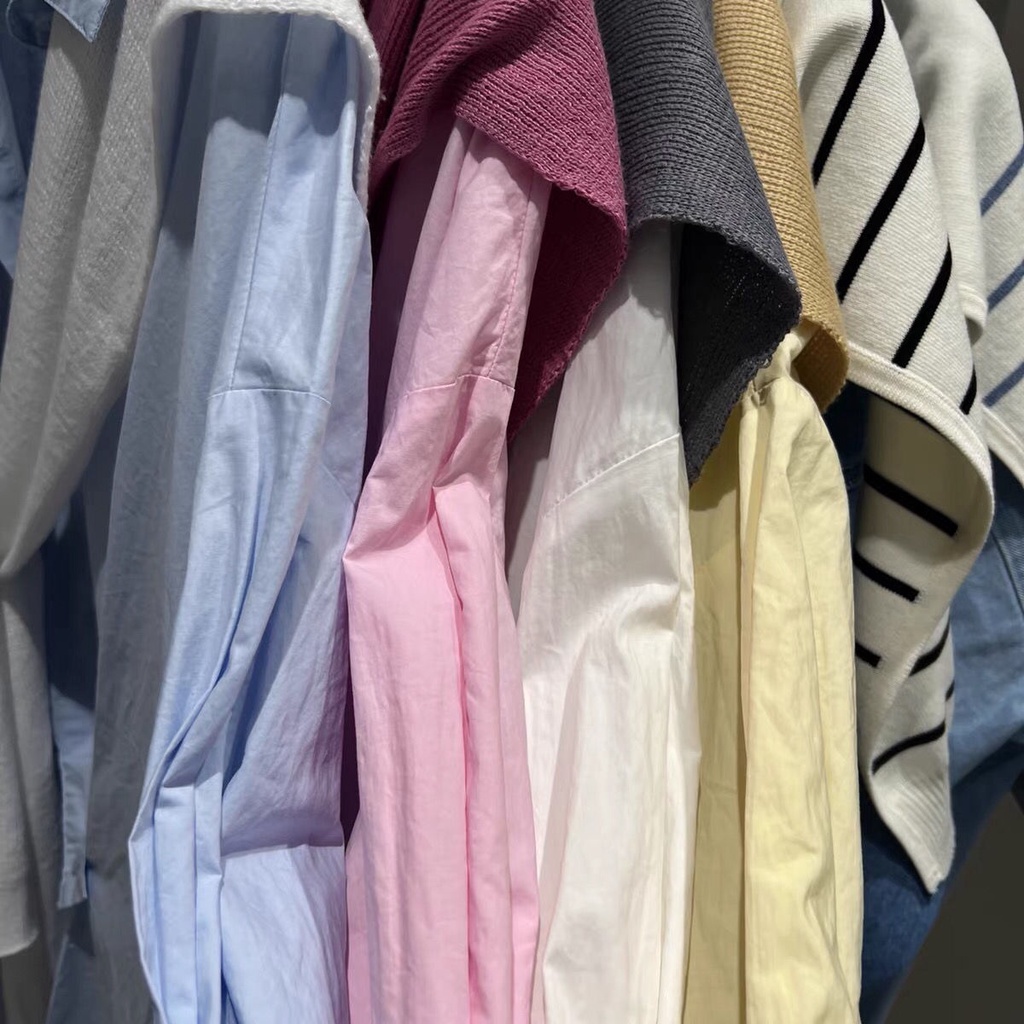 Áo Sơ Mi Tay Dài Dáng Rộng Màu Trơn Thời Trang Hàn Quốc 2022