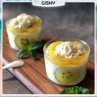 GISHY-Cốc Thủy Tinh Pudding & Panna Cotta Cidra Cốc Thủy Tinh Đựng Bánh Pudding Chịu Nhiệt Có Nắp Đậy
