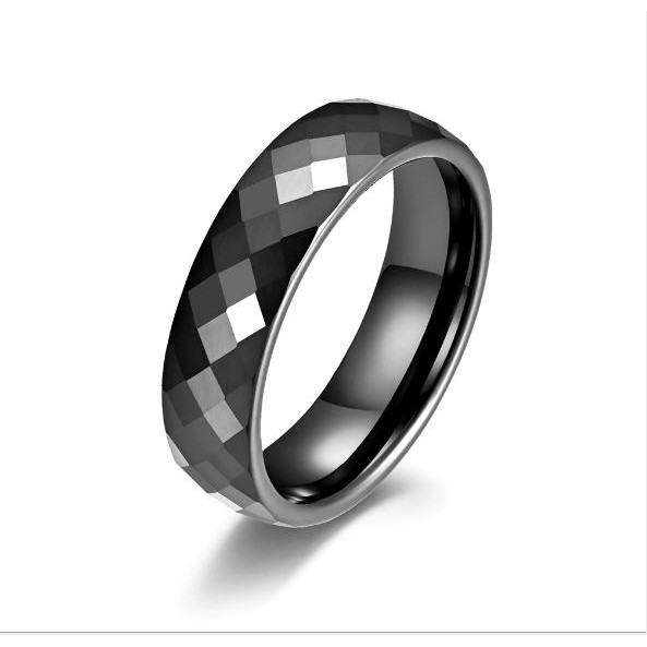 Nhẫn bằng thép titan đính đá zirconia đánh bóng qf045 cho nam