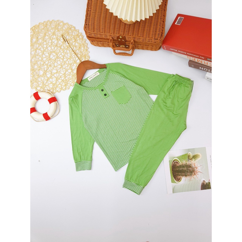 [Bé 19-32kg] Bộ Dài tay thun lạnh sọc dệt Minky Mom mềm mịn cho bé trai bé gái từ 18-32kg