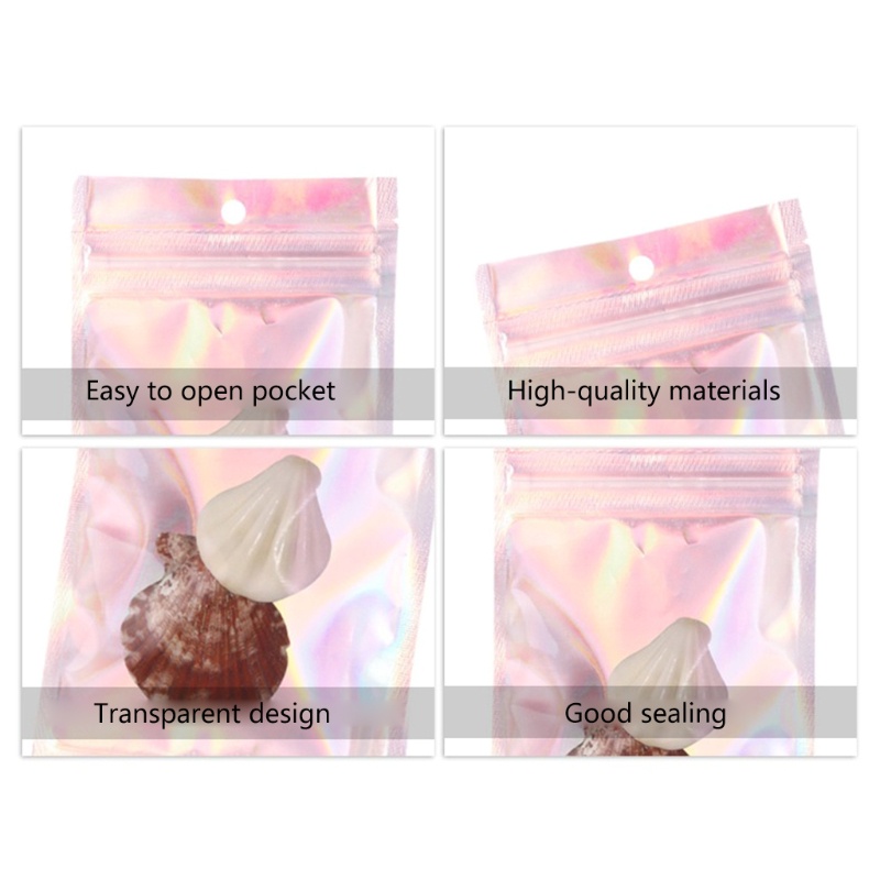 ✿ Set 100 Túi Đựng Muối Tắm / Mỹ Phẩm Có Khóa Zip Màu Hồng Trong Suốt Dày Dặn Có Thể Tái Sử Dụng