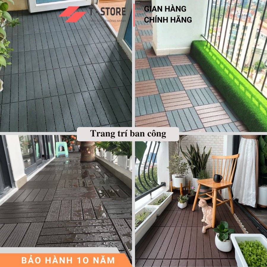 Vỉ nhựa lót sàn ban công T New KT 30*30*2cm- chuyên dụng cho nhà tắm, bể bơi, sân vườn