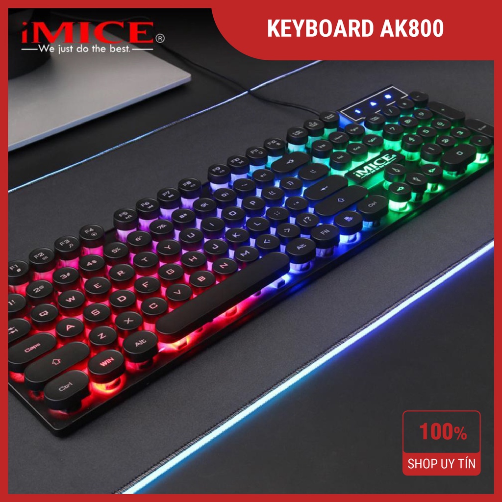 Bàn Phím Chơi Game AK800 Có LED Cực Đẹp, Phím Tròn Có Dây Thiết Kế Chống Nước Chính Hãng KITPRO