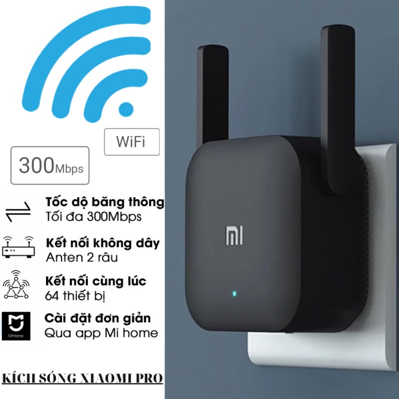 Kích Sóng Wifi Xiaomi Repeater Pro 2 tốc độ 300mbps-2 Ăng Ten-Bắt Sóng Xuyên Tường-Tăng Độ Mạnh Wifi-Bảo Hành 12 Tháng