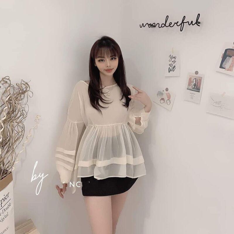 Áo baby doll tơ bánh bèo fom rộng