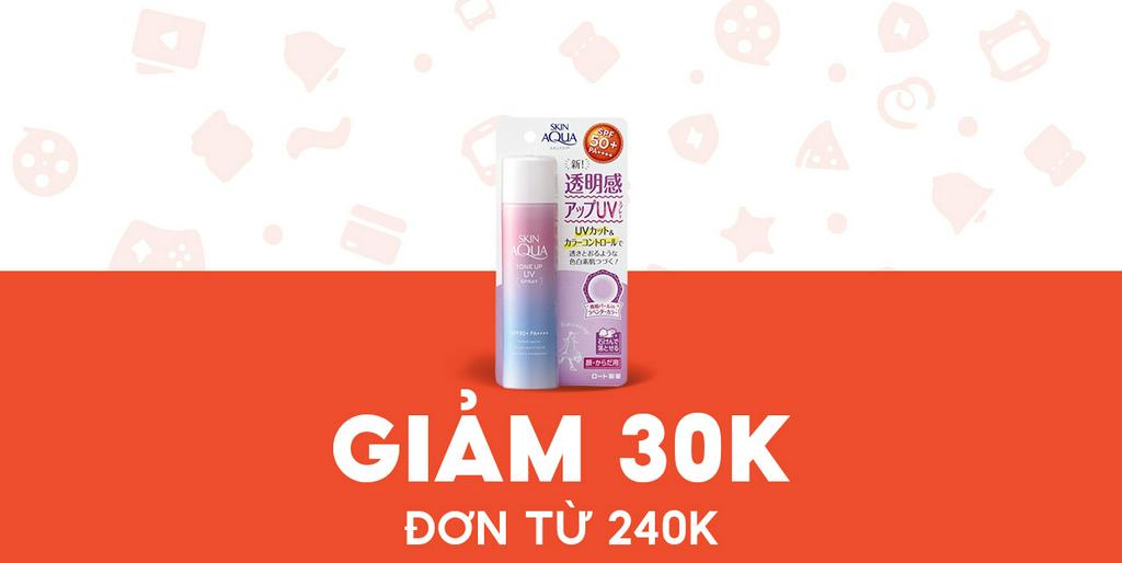 - Queen Shop Cosmetic - Giảm 30K Xịt chống nắng Skin Aqua