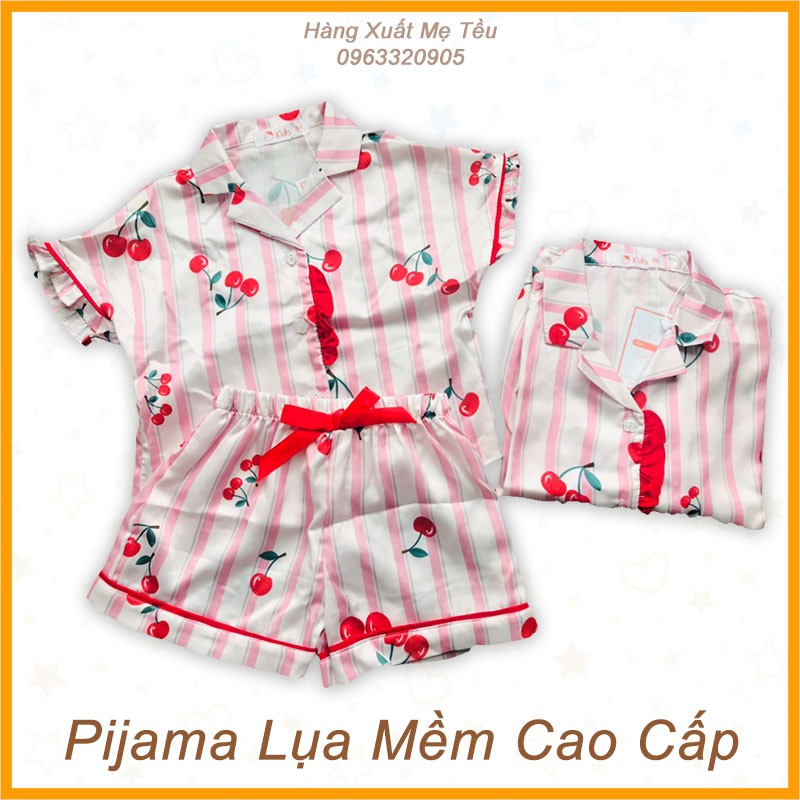 Bộ Đồ Ngủ Lụa Mềm Cho Bé Gái Pijama Cộc Tay Cho Bé Kèm Hàng Xuất Xịn Loại 1 Cho Bé Gái Size 1234Tuổi