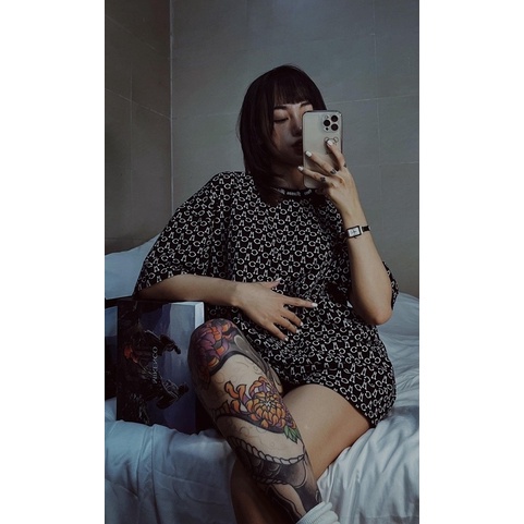 Áo Thun Tay Lỡ In Kín Monogar -CAMNHUNG Áo Thun Nam Nữ Unisex Hot Hit