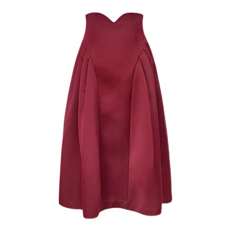 SET Áo Dây Ôm Croptop Hoa + Váy Xoè Đỏ Đô Sang Chảnh