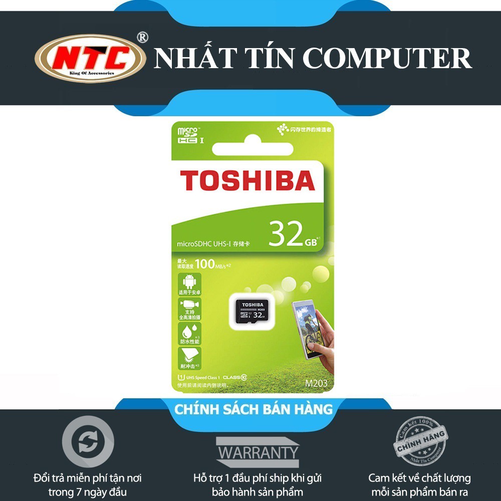 Thẻ nhớ MicroSDHC Toshiba M203 UHS-I U1 32GB 100MB/s - chuyên camera và điện thoại (Đen)