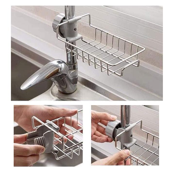 Giá Treo Vòi INOX Để Đồ Giẻ Rửa Chén Bát