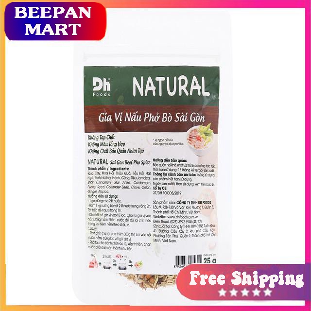 [FREESHIP]Gia vị nấu phở bò Sài Gòn DH Food Natural gói 25g| TẶNG MÃ GIẢM GIÁ| GIA VỊ NẤU ĂN| GIA VỊ NÊM| GIA VỊ NẤU PHỞ