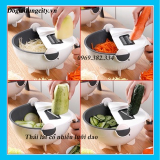 Bộ Dụng Cụ Đa Năng Nạo Gọt Rau Củ Quả 6 In 1 Kèm Rổ, Dụng Cụ Nhà Bếp Bào Sợi, Thái Lát Có Nhiều Lưỡi Dao Thay Thế